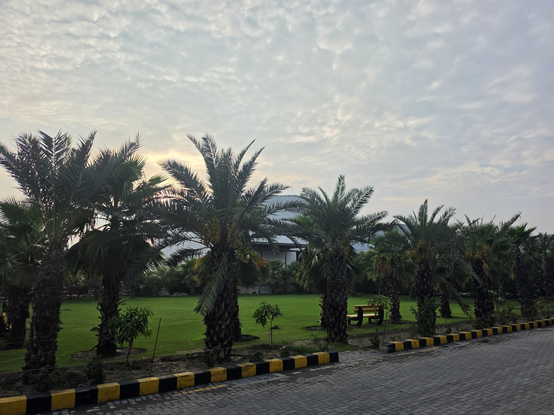 Landscaped grounds at the Ecoville factory in Lahore